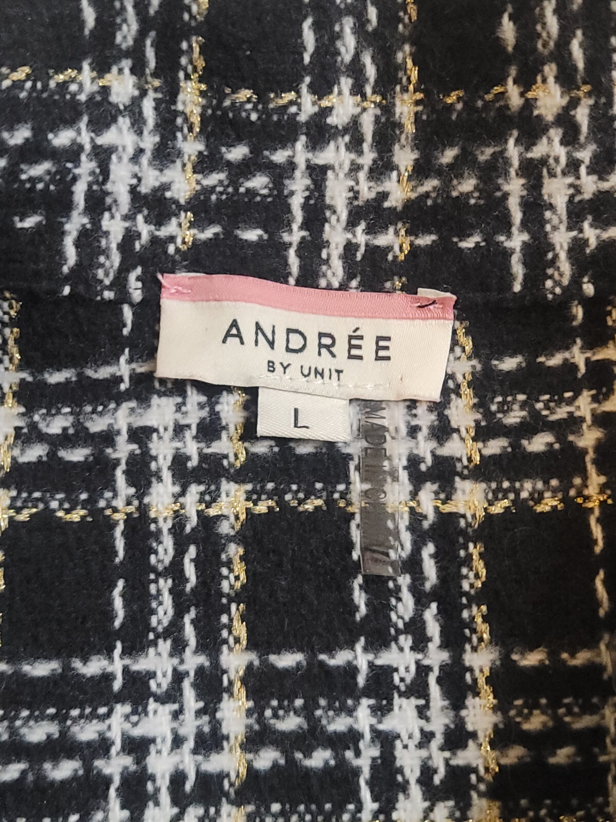 Andre By Unit Tweed Jacket Pearl Button Down Blac… - image 6