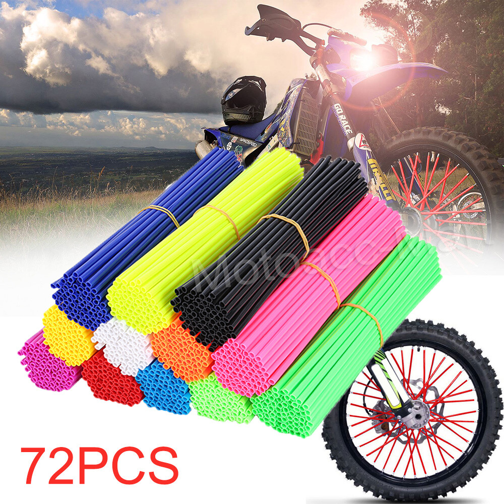 Spoked Skins,PSLER 72 Pieces Sky Blue Spoke Wrap Rim Covers Trim Wrap Cover Decoration,Protector Pipe Motorcycle Motocross Pit Dirt Bike