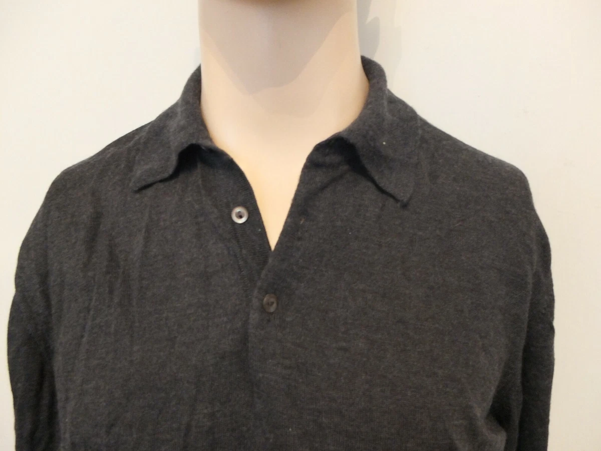 HUGO BOSS Merino Wool Polo Jumper Size 50 Top Grey