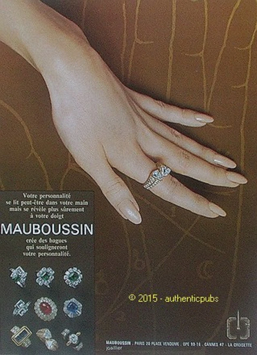 PUBLICITE MAUBOUSSIN JOAILLIER BIJOUX BAGUES MAIN DOIGTS DE 1973