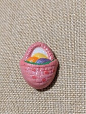 Resin Pink Glitter Easter Basket Egg Pin Purple Yellow Orange