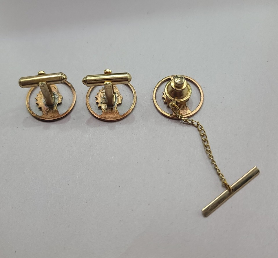 Vintage Indian Head Cufflinks And Tie Tack eBay