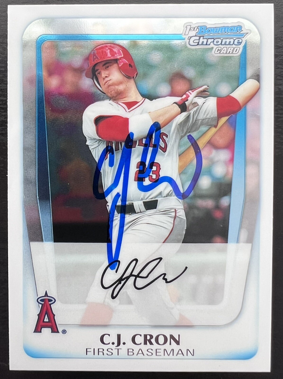 C.J. CRON SIGNED 2011 1st BOWMAN DRAFT CHROME BASEBALL CARD RC AUTO AUTOGRAPHED