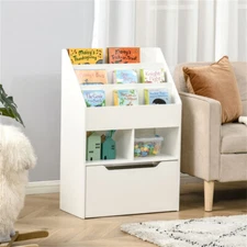 Kids Shelf Book Storage Cabinet White