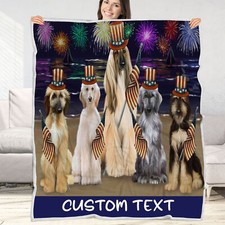 Afghan Hound Dog Blanket Personalized Throw Woven Fleece Sherpa Many Designs NWT