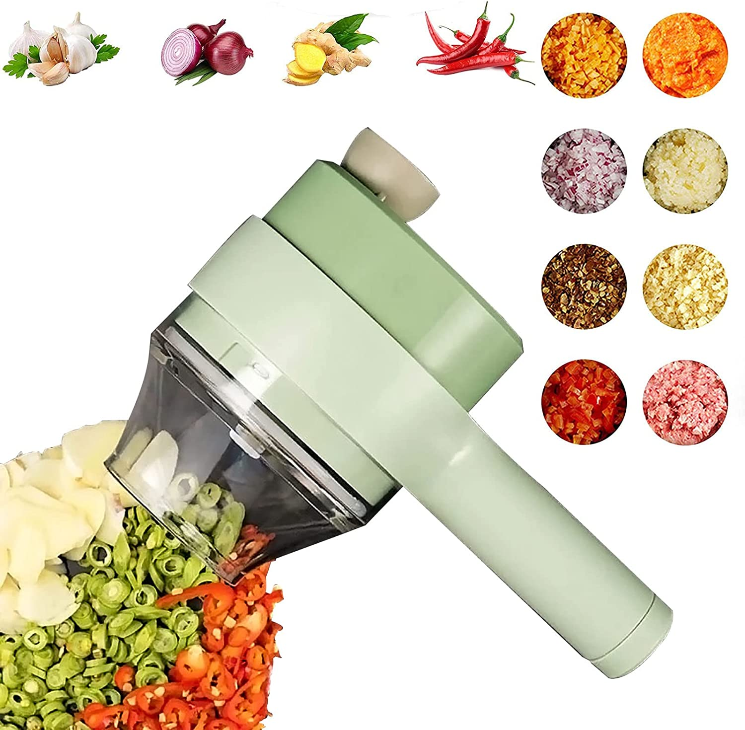4 in1 Mini Handheld Electric Vegetable Cutter Set Wireless F