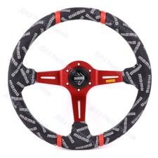 350mm Momo Ultra Red Spoke Deep Dish Suede Leather Car Sport Steering Wheel 350mm Momo Ultra Red Spoke Deep Dish Suede Leather Car Sport Steering Wheel