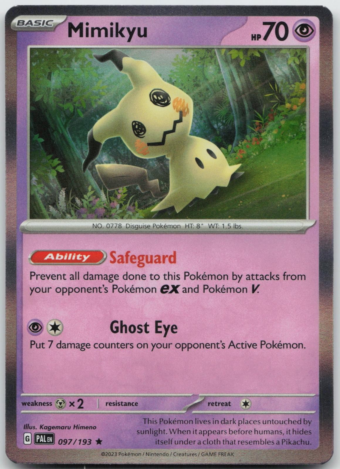 Mimikyu 097/193 Rare Paldea Evolved Pokemon Holo Near Mint