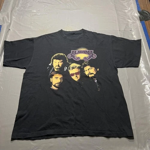 Vtg Alabama Shirt Mens XL Black Richards & Southern 1992 Ban 1990s vintage concert t-shirt, vintage, size XL, single stitch, B+ condition