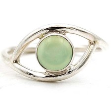 Natural Aquamarine Chalcedony 925 Solid Sterling Silver Ring Sz 7 B8-9