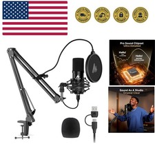 USB Microphone, 192KHZ/24Bit Plug  Play PC Computer Podcast Condenser Cardio...