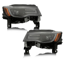 Left+Right Pair HID/Xenon Headlights For 2017-2021 Jeep Grand Cherokee Black