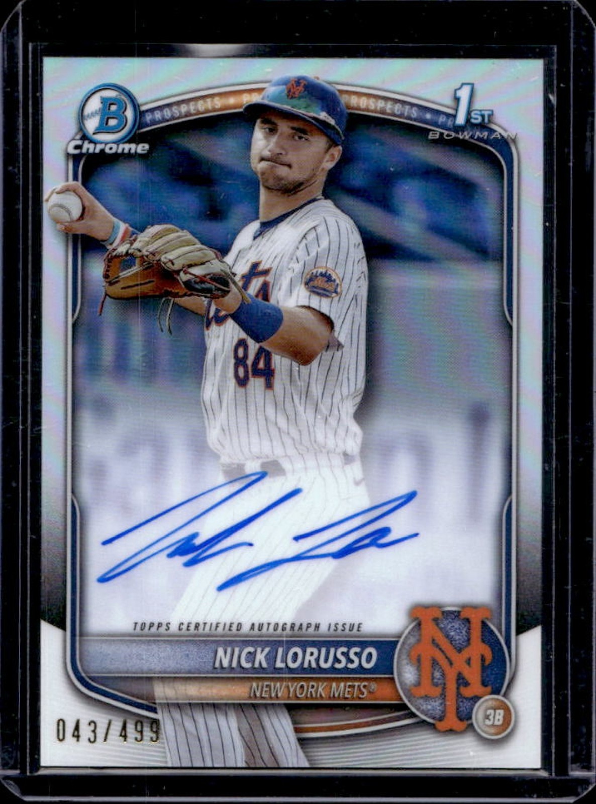 2025 Bowman Chrome Nick Lorusso Auto Refractor 1st #43/499 Mets