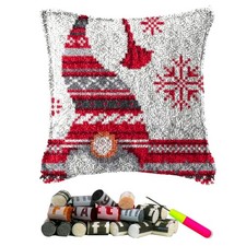 Latch Hook Kits Pillow Christmas Hat Crochet Yarn Cushion Colour Pre-Printed ...