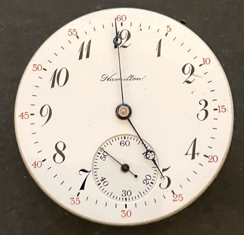 Antique 1913 Hamilton Grade 974 Pocket Watch Movement Ticks Balance 16s 17j USA