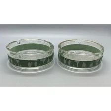 Vintage Glass Ashtray with Greek "Hellenic" Design Set of 2