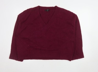 Next Damen Pullover rot V-Ausschnitt Langarm Wollmischung M