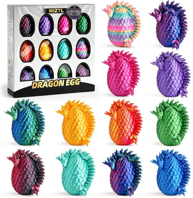 12PACK 3D Printed Dragon Eggs, Easter Basket Stuffers for Children and Teens, Un