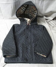 BURBERRY Black Kids Quilted Jacket with Removable Hood  Size 2Y