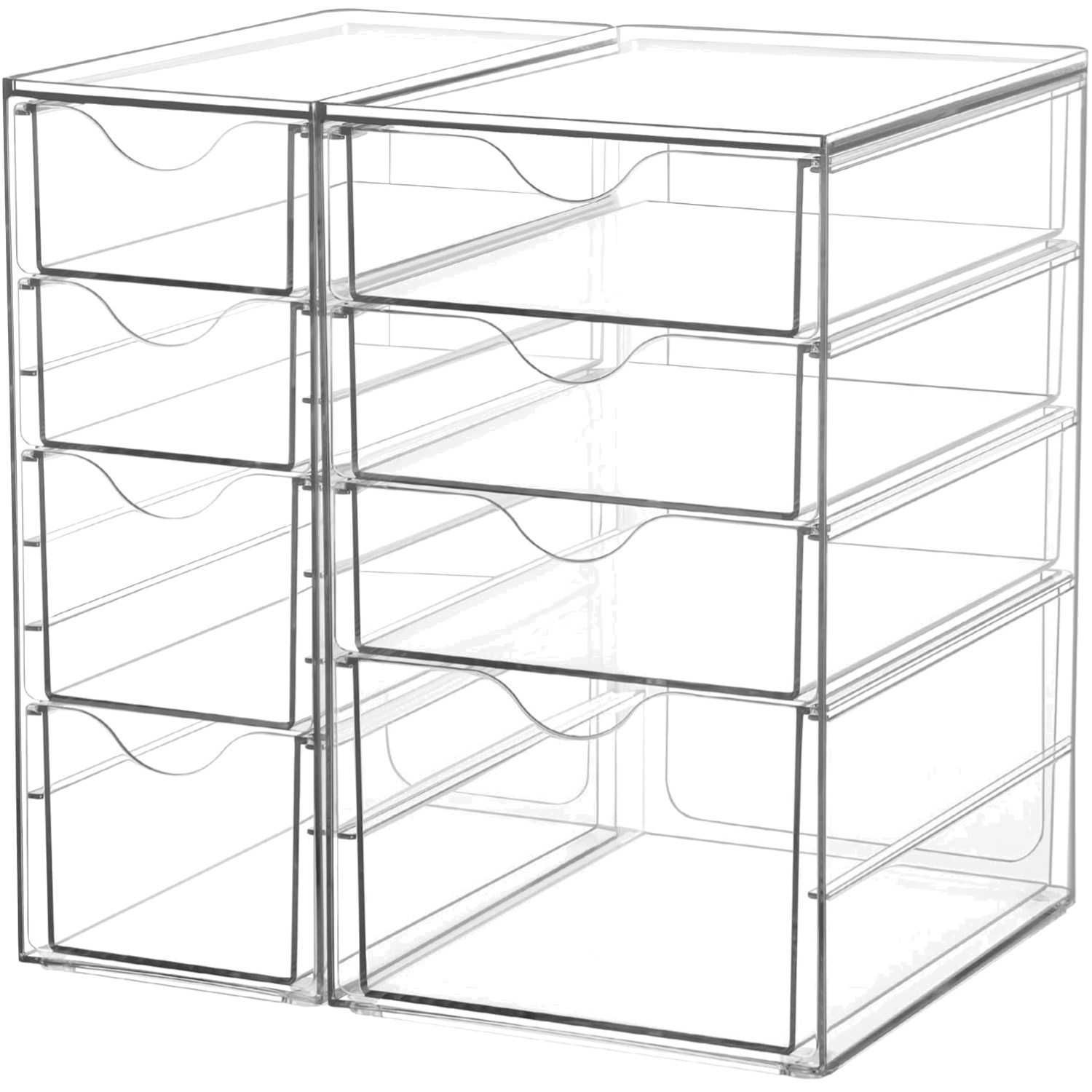 Acryl Schreibtisch Organizer, 8 Schubladen, transparent, rutschfest, vielseitig
