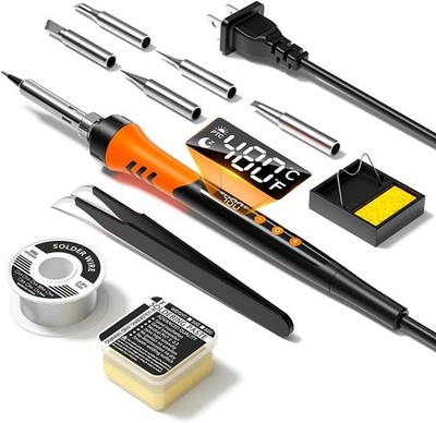 All-in-One 90W Soldering Iron with LCD Display and Temperature Range 180-480°C