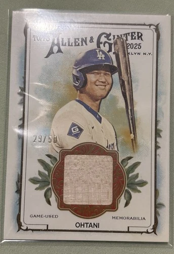 2025 Topps Allen & Ginter Shohei Ohtani Game Used Relic AGR-SO #29/50