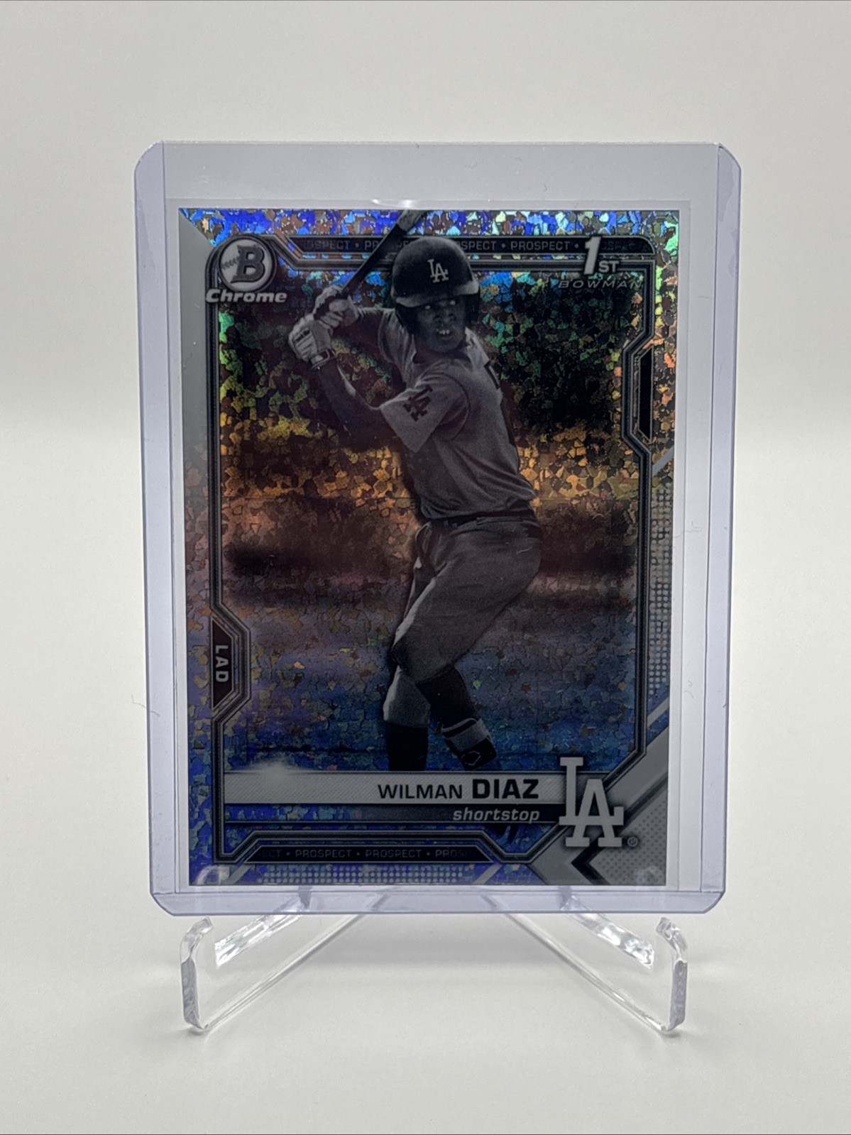 2021 Bowman Chrome Wilman Diaz #BCP-197 Black & White Mini-Diamond Refractor
