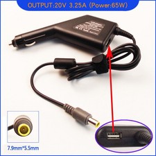 65W 20V 3.25A Car Power Charger Adapter for Lenovo Thinkpad T400 T410 T420 T420S