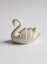 Vintage Lenox Swan Porcelain Figurine 24k Gold Trim Cake Topper Trinket