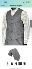 Sleeveless Business Dress Vest Men Suit Slim Fit Grey XL