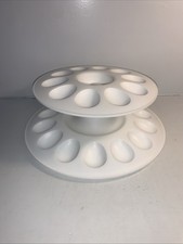 Tupperware 24 Deviled Egg 2 Tier Tray Set Easter Serving White 3985 Model