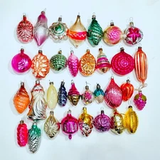 Vintage Christmas Ornaments Retro Decorations Xmas Tree  Glass Old  Soviet USSR