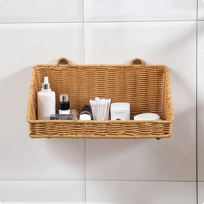 Woven Storage Basket with Hanging Loops Rectangular Wall Storage Basket