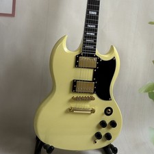 Premium Cream SG Electric Guitar Gold Parts HH Pickups Fast Shipping USA