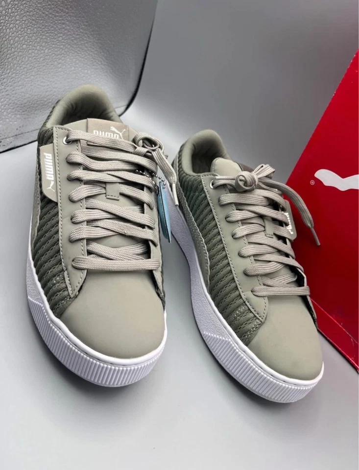Puma Vikky Gray Green Soft Foam Olive Sneaker Women's Size 8.5 Platform Shoes - Image 2 of 4