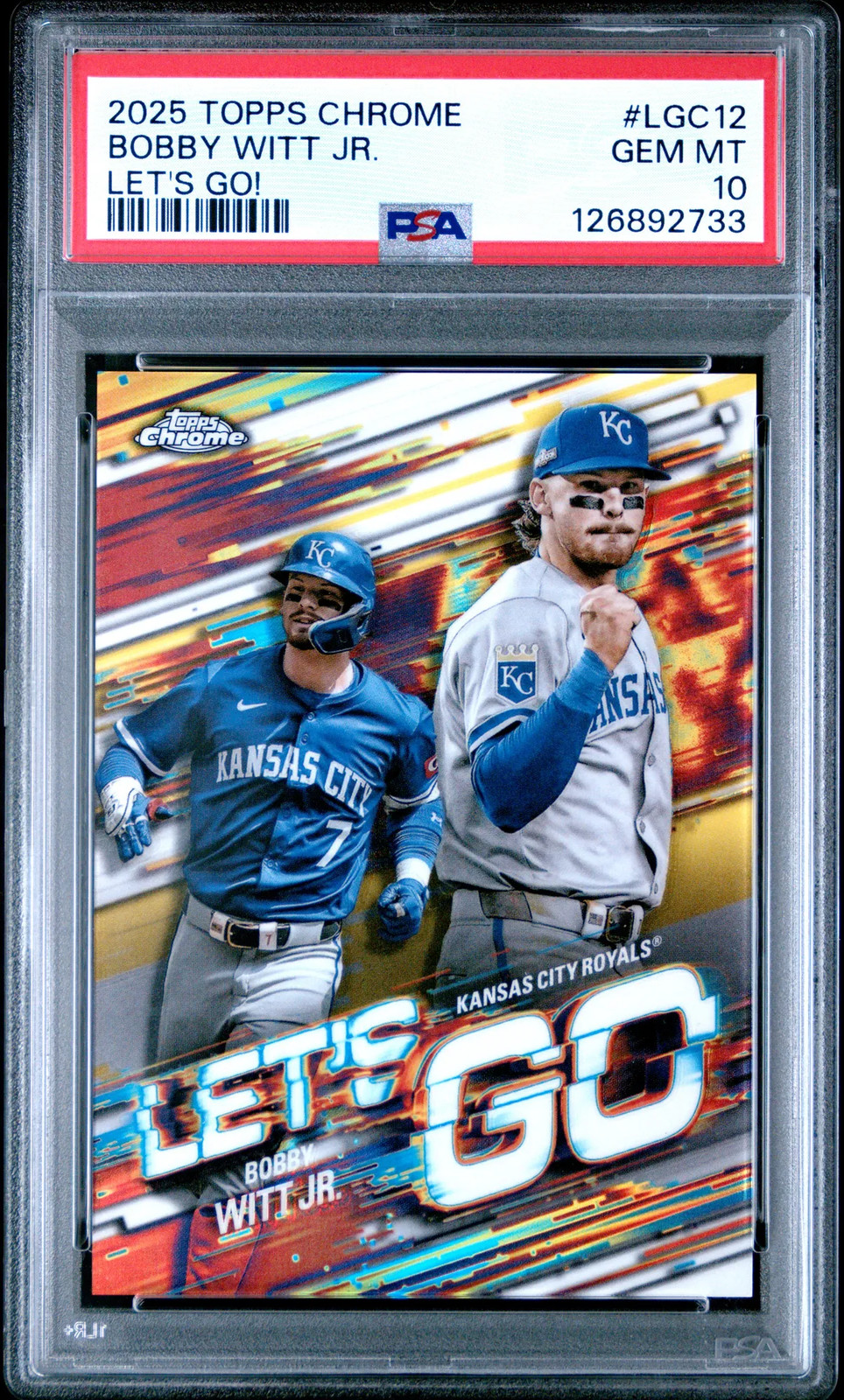BOBBY WITT JR. 2025 Topps Chrome Let's Go Case Hit SSP #LGC12 PSA 10 Royals