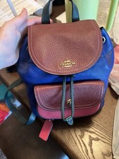 Mochila Coach Pennie Bolso de Cuero Guijarro 22 en Bloque de Color