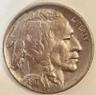 1917 Buffalo Nickel Very Nice! Eye Appeal. Wood Grain Effect With Gold Toning.