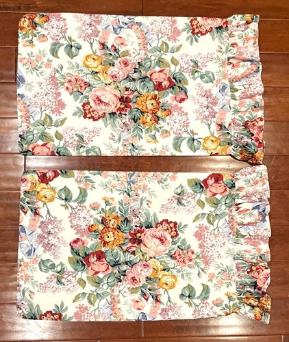 Vintage Ralph Lauren Allison Floral Standard Pillowcases Shams Ruffles USA FLAW