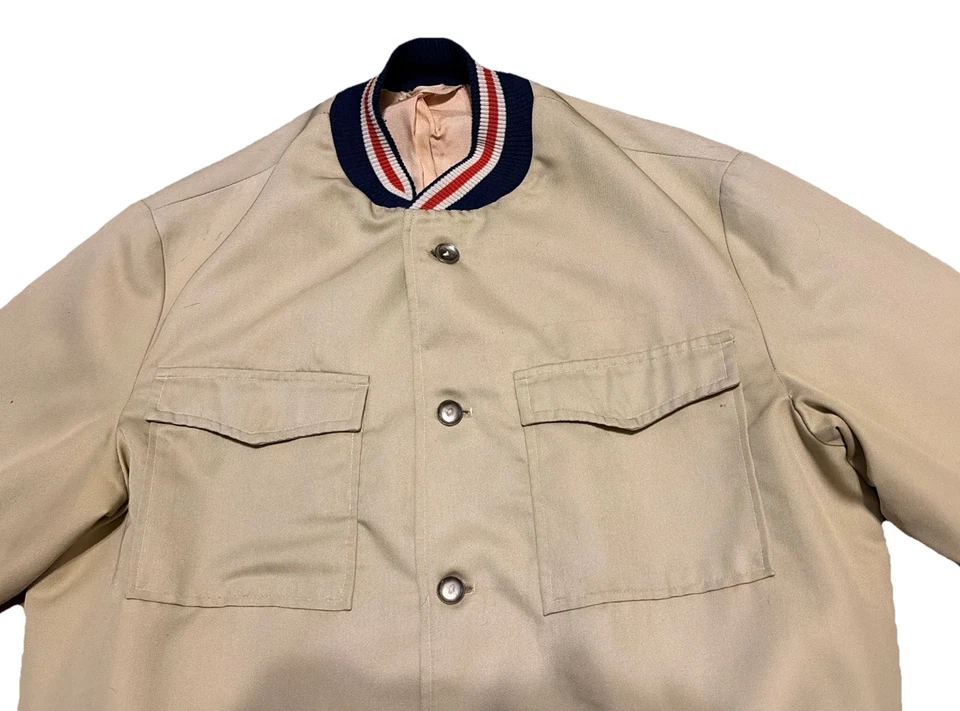 Chaqueta Mono Vintage Años 50 60 M/L Blusa Botón Frontal Solapa Bolsillo Forro Satinado Foto 2 de 4