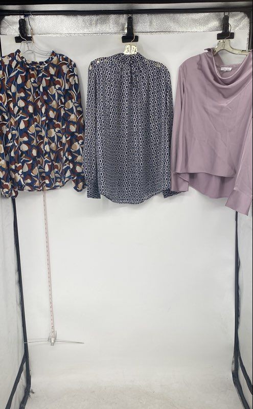 H&M LOFT Calvin Klein Womens Multicolor Geometric Blouse Top Size L Lot Of 3