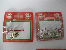 Vintage Commodore Metallic Tie-On 3 pc Bells Christmas Decorations 3717C NIP