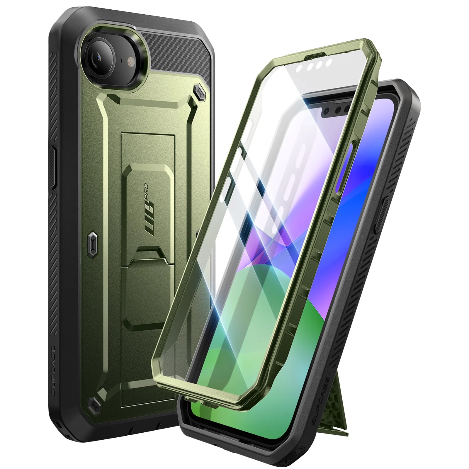 Coque iPhone 16e Rigide Antichoc Supcase UB Pro Vert avec Béquille