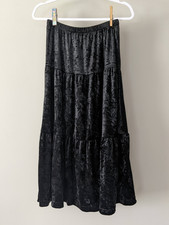 Vintage 90s witchy crushed velvet tiered midi maxi skirt whimsigoth sz M petite