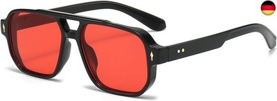 Retro Pilot Double Bridge Rechteck - Sonnenbrille für Damen Herren Klassischer S