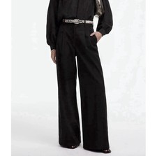 NWT Madewell The Harlow Superwide-Leg Trouser Brushed Twill Black High Rise 14P