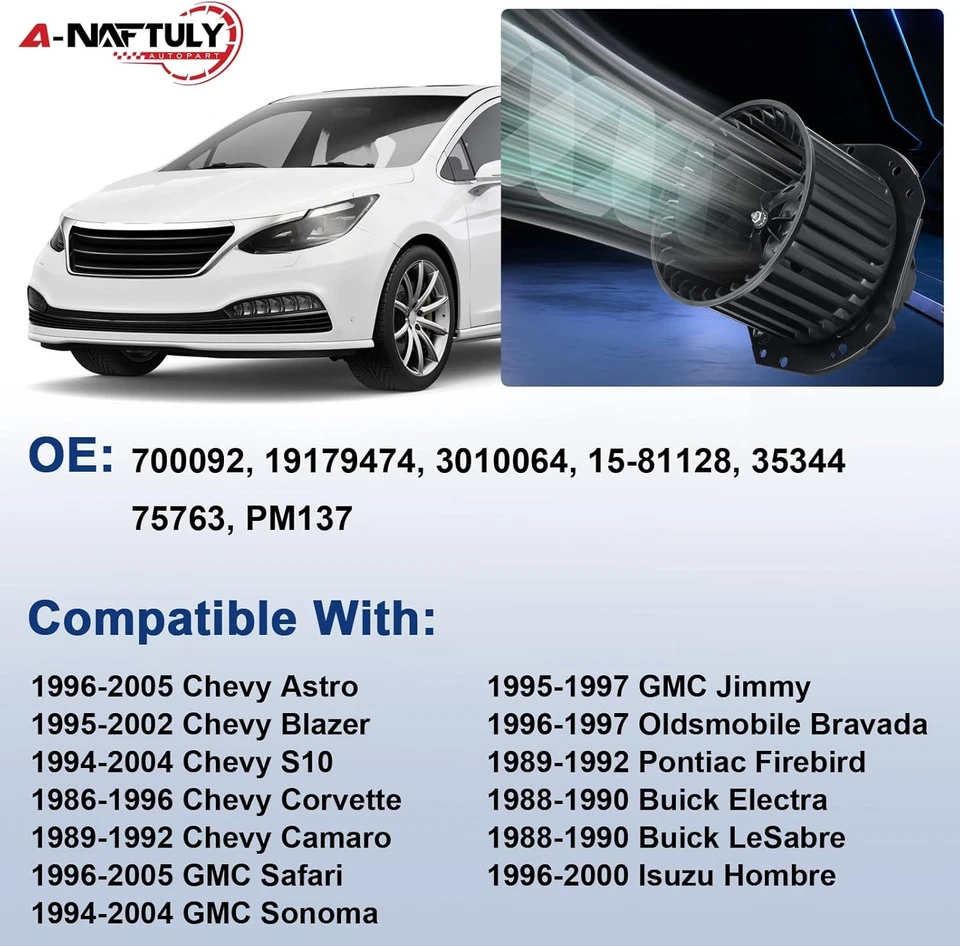 A/C Heater Blower Motor For 1996-2005 GMC Safari 94 95-04 Chevrolet S10 700092 - Image 3 of 4