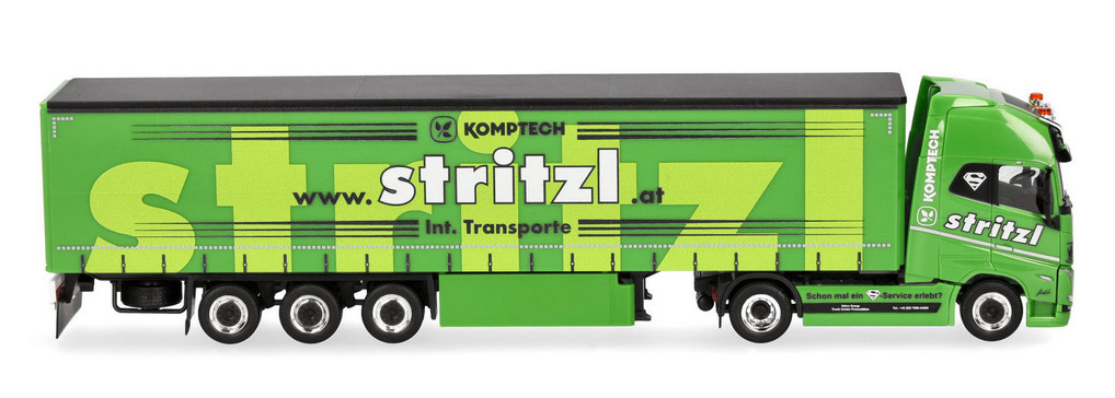 Camion Volvo FH16 Globetrotter XL Herpa 1/87 avec remorque Stritzl 3 essieux miniature
