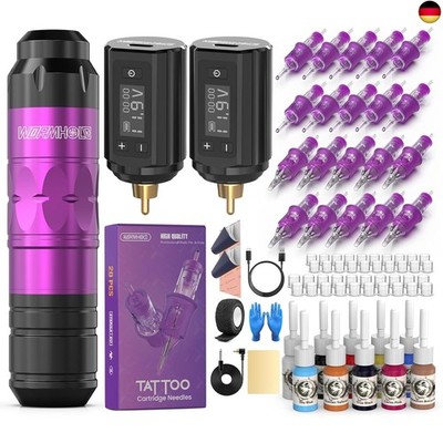 Wormhole Tattoo Maschine Set mit 2 x 1200 mAh Akku, 20 Stück Tattoo Nadeln, 10