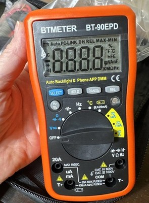 BTMeter Digital Multimeter - BT-90EPD Auto Ranging Multi-Tester 4000 Count